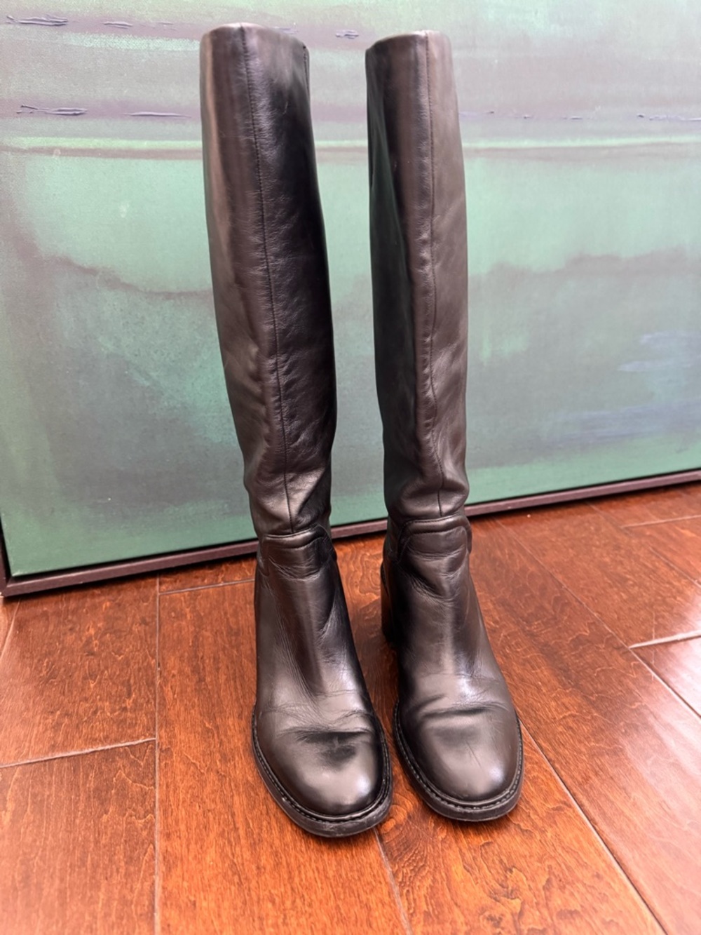 Vince Black Leather Over-the-Knee Boots